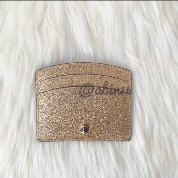 NWT Kate Spade Gold Glitter Card Case - Picture 5 of 10